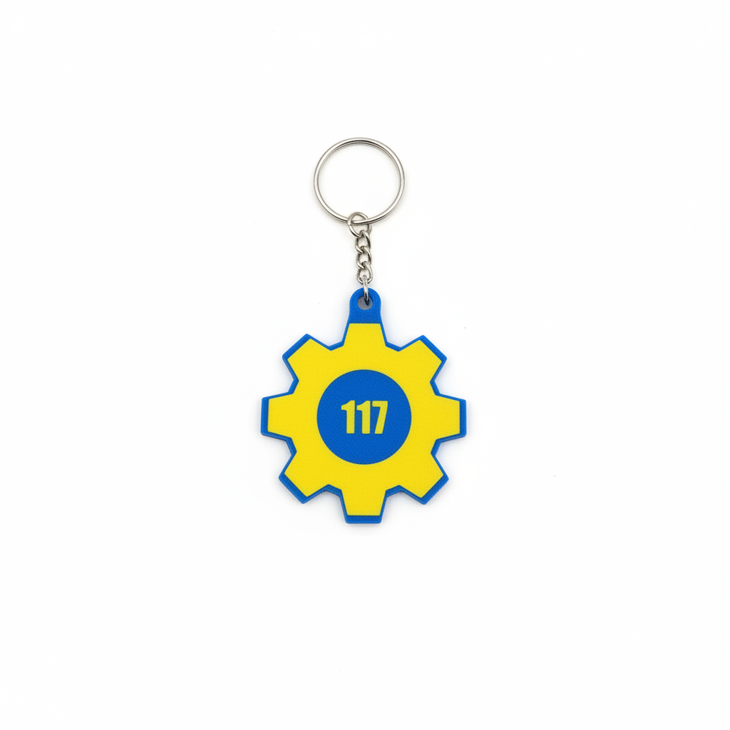 Vault 117 Gear Keychain Clean White