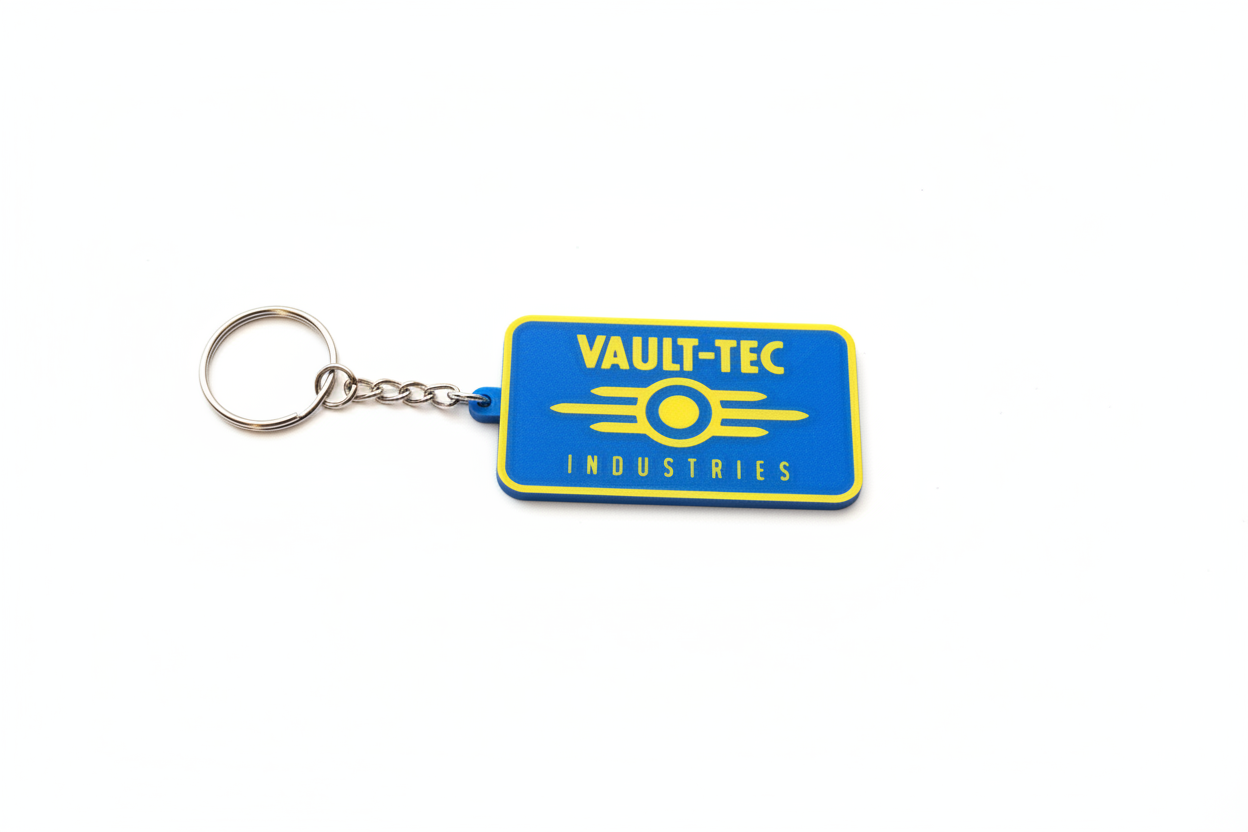 Vault-Tec Industries Keychain Clean White